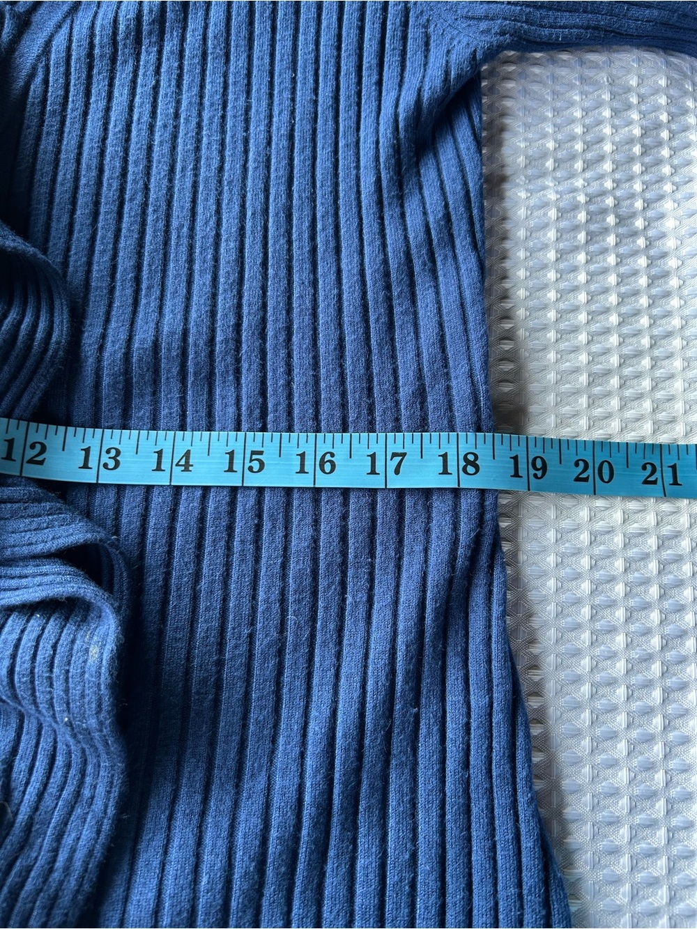 Simons Contemporaine Blue Ruffled Open-Front Ribbed Cardigan - Picture 7 of 10